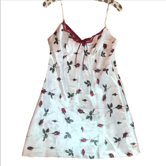 90s Satin Rose Slip Dress - Picture 1 of 3